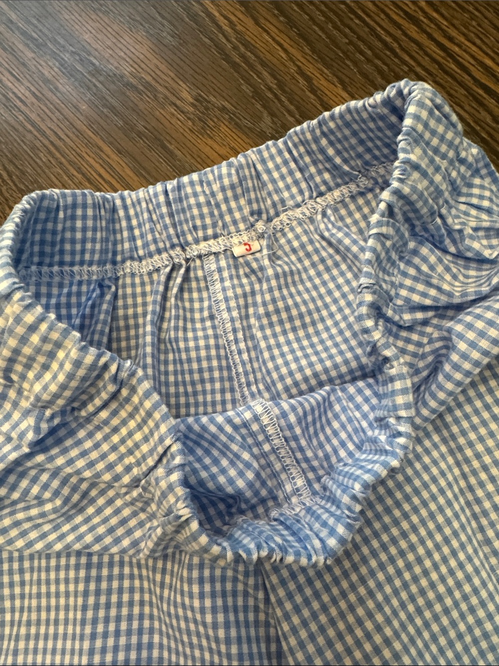 Embroidered white Sleeveless Top with Blue Gingham Bloomers - Picture 6 of 7